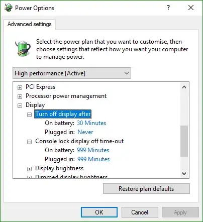 Advanced power settings
