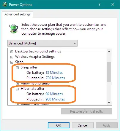 Advanced Sleep and Hibernate Settings