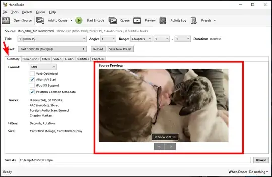 Preview rotated video on Summary tab