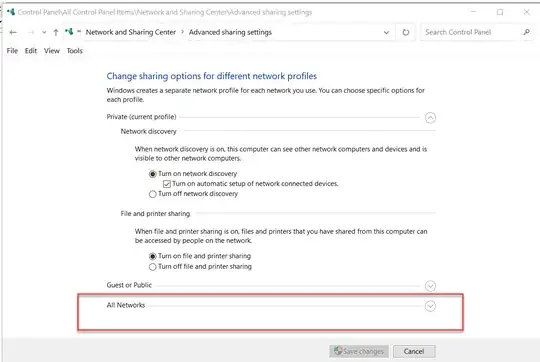 First screen and click on all networks