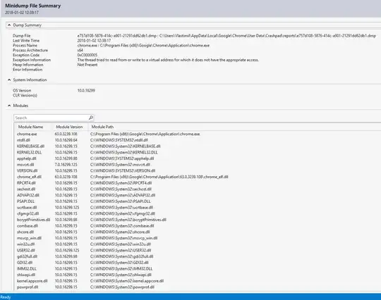 Crash Dump I managed to view in Visual Studio 2015