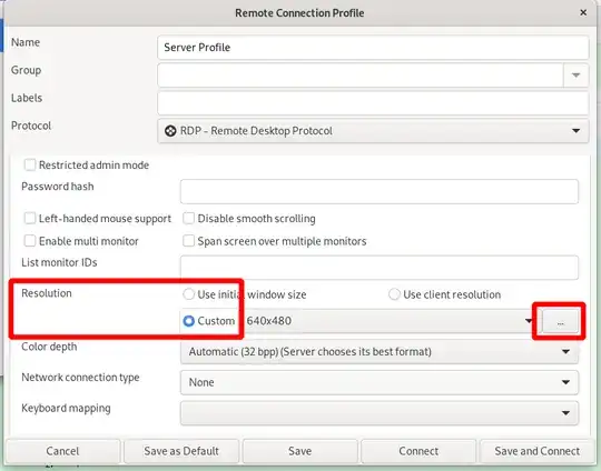 Profile "Resolution" selection