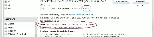 MSDN Subscriber Downloads screenshot showing Office Professional Plus 2013 with SP1 (x86 and x64) DVD (English) download details, with Details link and SHA1 hash highlighted