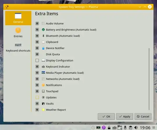 System Tray settings