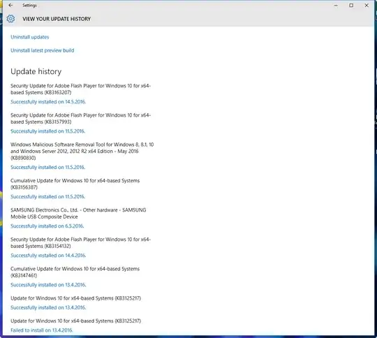 Windows update on my computer which does not want to install the update