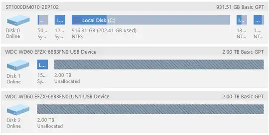 Screenshot showing all the hard-drives' partitions