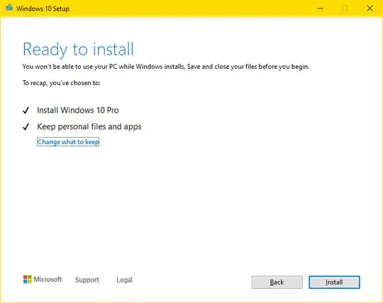 Windows 10 Setup: 'Ready to install'. Windows 10 Setup: 'Ready to install'.
