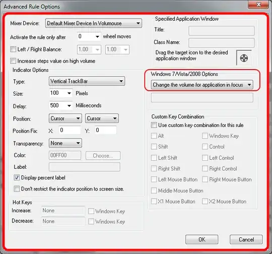 More options window for first slot