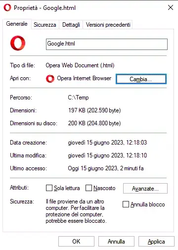 the Properties window