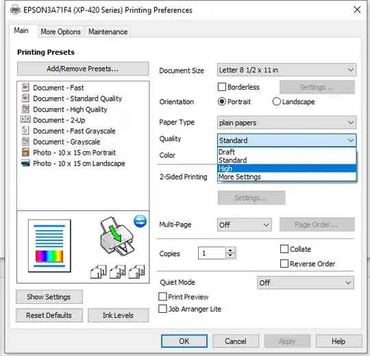 Print Quality (EPSON)