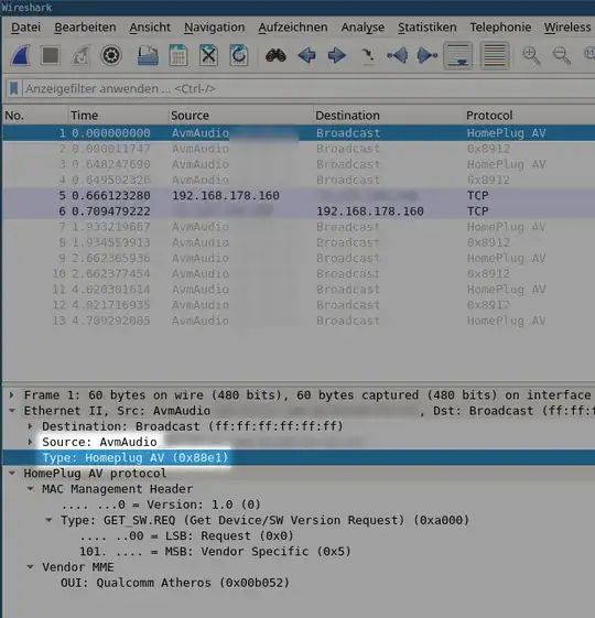 Screenshot of Homeplug AV packets