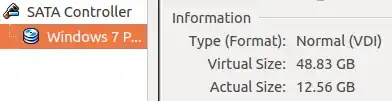 VirtualBox size
