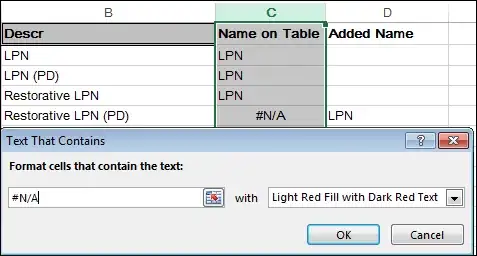 Format cells that contain the text #N/A