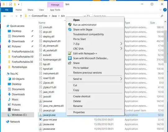 JPortable javacpl.exe file location