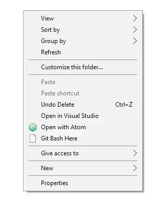 Screenshot of context menu