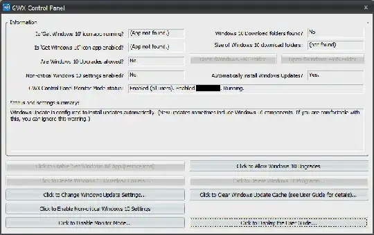 screenshot of GWX Control Panel
