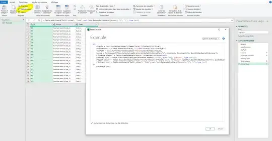 Example of the query edited in the advanced editor