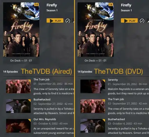 TheTVDB Aired vs. DVD ordering