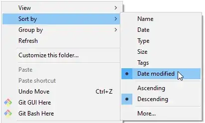 Sort by > Date Modified + Descending