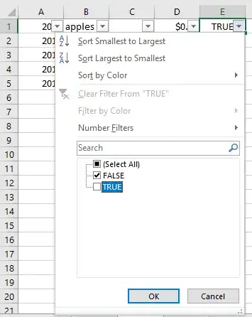 Filter out TRUE values