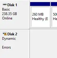 Part of Disk Management interface