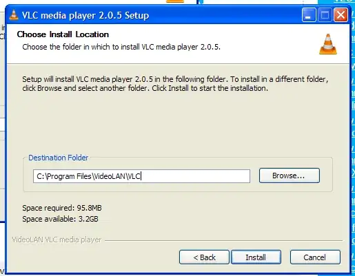 new VLC installer cannot change installation directory with command line