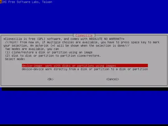 CloneZilla Disk-to-Image screenshot