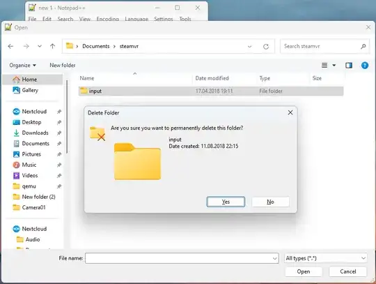 delete confirmation dialog