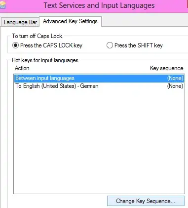 In the Tab Advanced Key Settings