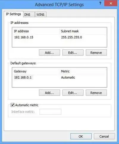 Windows multiple ip address configuration
