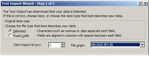 Text Import Wizard - Step 1
