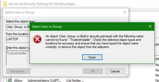 The Inability to Find the <code>TrustedInstaller</code> User