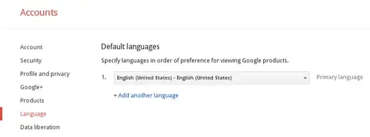 Google Account - Language Page