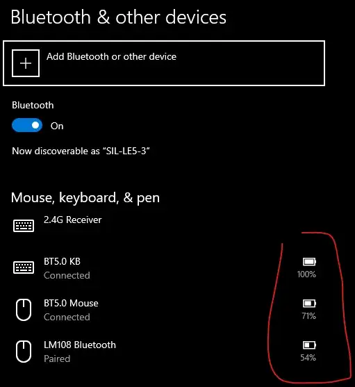 list bluetooth's devices