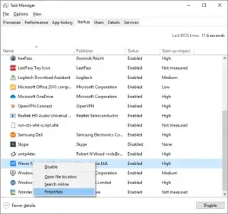 Right click Waves MaxxAudio Service Application
