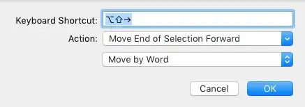 move selection forward by word