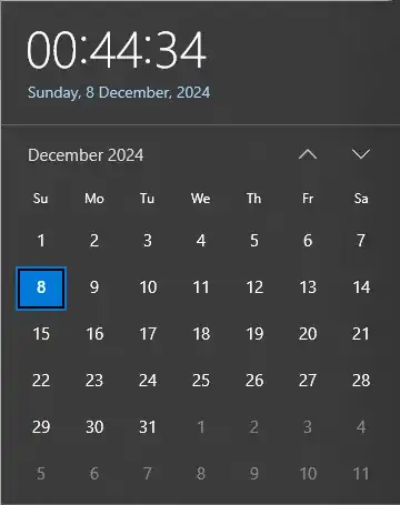 Calendar popup