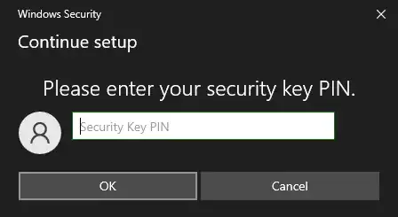 A pin prompt for my security key