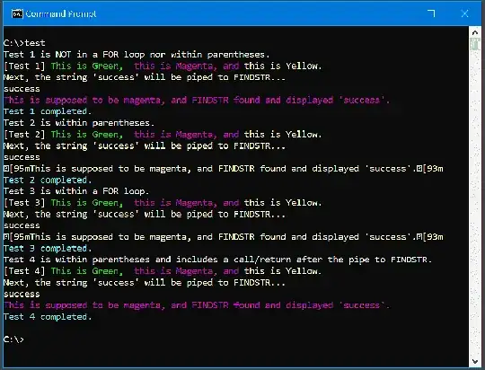 Screen capture of output of .BAT program