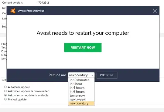screenshot of Avast "start next century" option