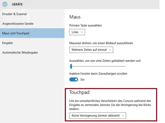 Mouse delay setting marked in red