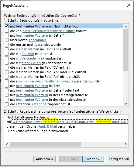 Outlook Filter Rule to match SPAM header