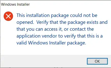 .msi removal error message