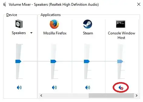 Volume mixer with Console Window Hos
