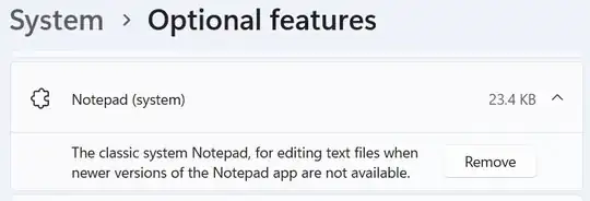 "Notepad (system)" feature in Settings > System > Optional features