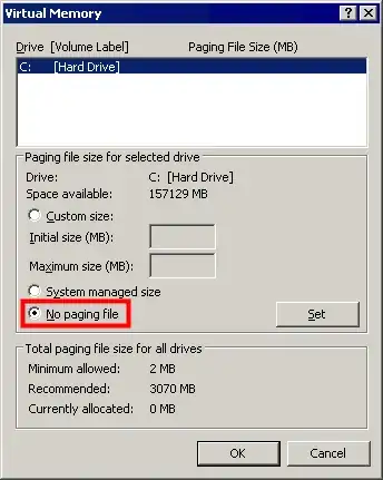 Windows XP Virtual Memory dialog