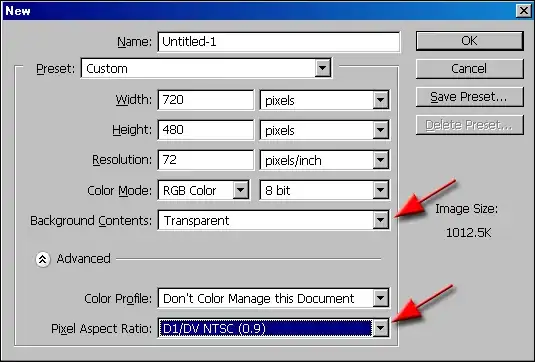 Photoshop pixel aspect ratio