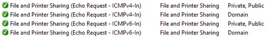 (Screenshot of wf.msc rules allowing ICMP Echo)