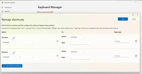 Windows 11 Power Tools settings for keyboard shortcuts details