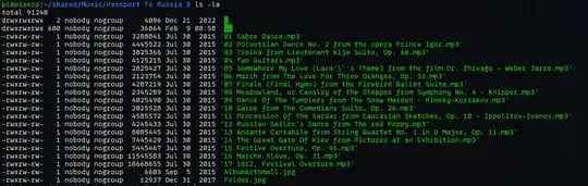 results of ls -la on raspberry pi showing same files as in previous mentioned device running ubuntu